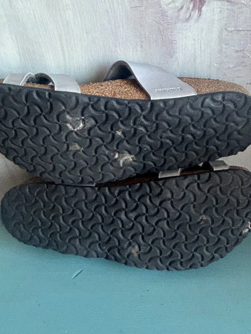 Birkenstock Girls Mayari Metallic Leather Sandals Silver Size 34 Size 3.5